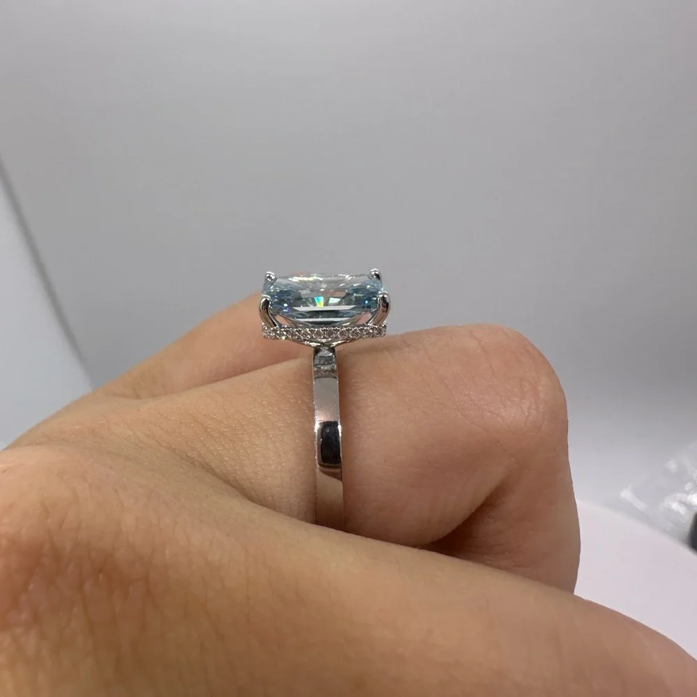3.41 carat fancy vivid blue vvs2 radiant cut diamond engagement ring - Picture 9 of 12